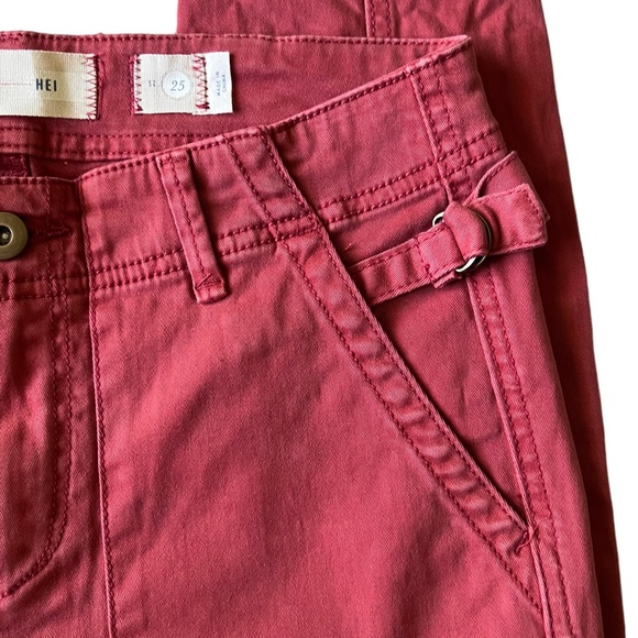 HEI HEI Pants 25 Anthropologie rust skinny cargo pockets red orange stretch - Picture 9 of 13